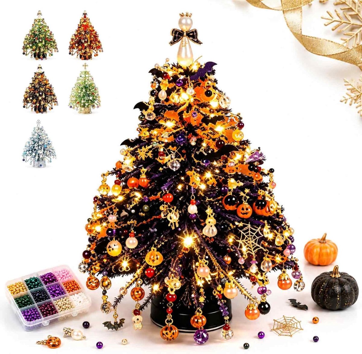 DIY Kralen Kerstboom Knutselpakket - Kralenset - Halloween Kralen Set - Halloweenversieringen - Vakantiecadeaus -Bureaudecoratie - Kerstkristalknutselpakketten voor volwassenen - Ideaal voor decoratie en als cadeau