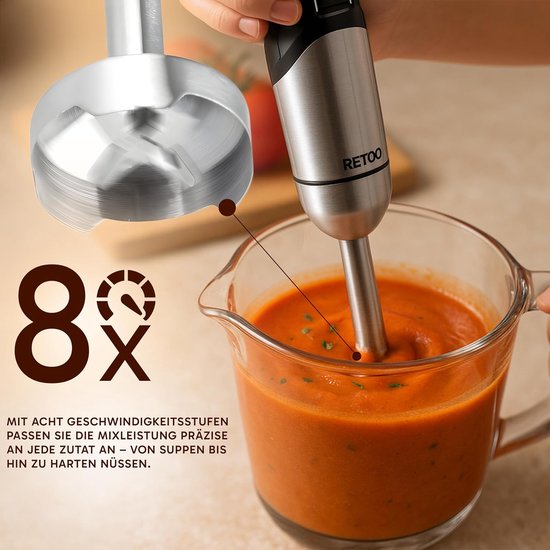 Staafmixerset - Keukenmixer Set - Eten Bereiden - 8 Snelheden Turbo - 1200 Watt - Zwart — afbeelding 2