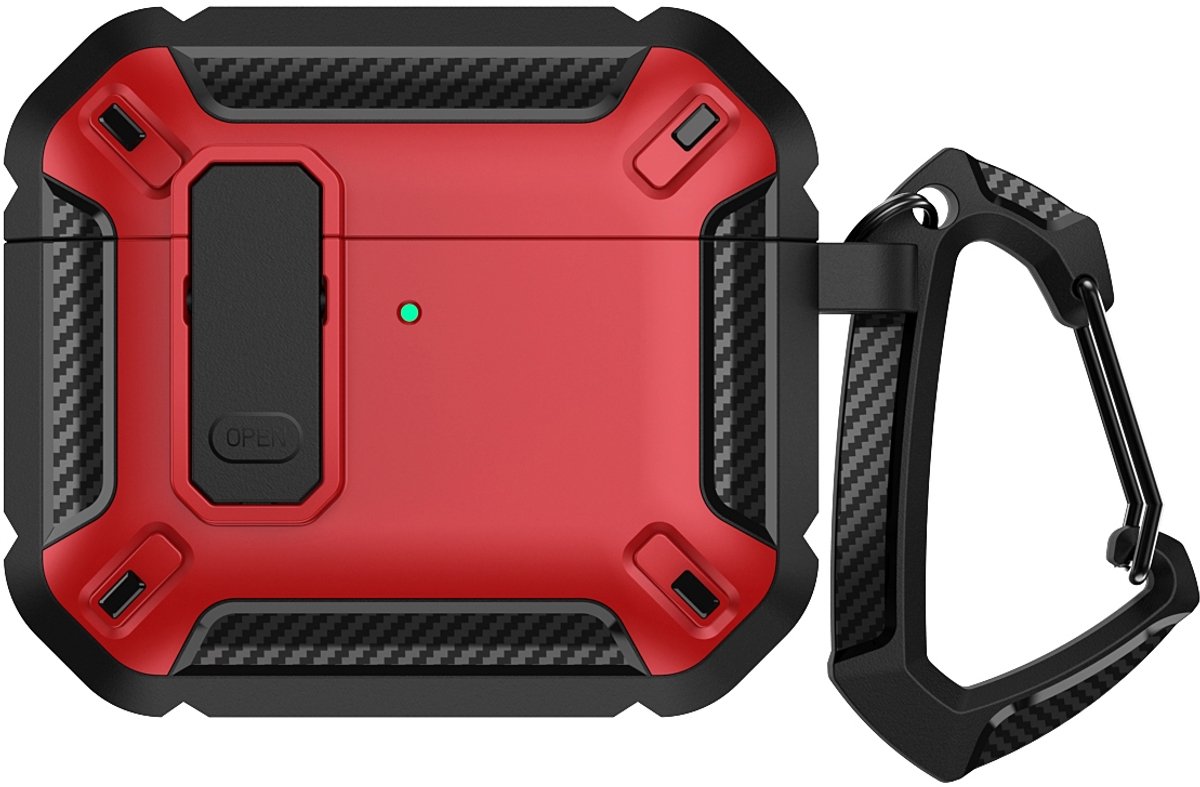 Mobigear Hoesje geschikt voor Apple AirPods 4 Hardcase Hoesje | Mobigear Armor Clip - Rood