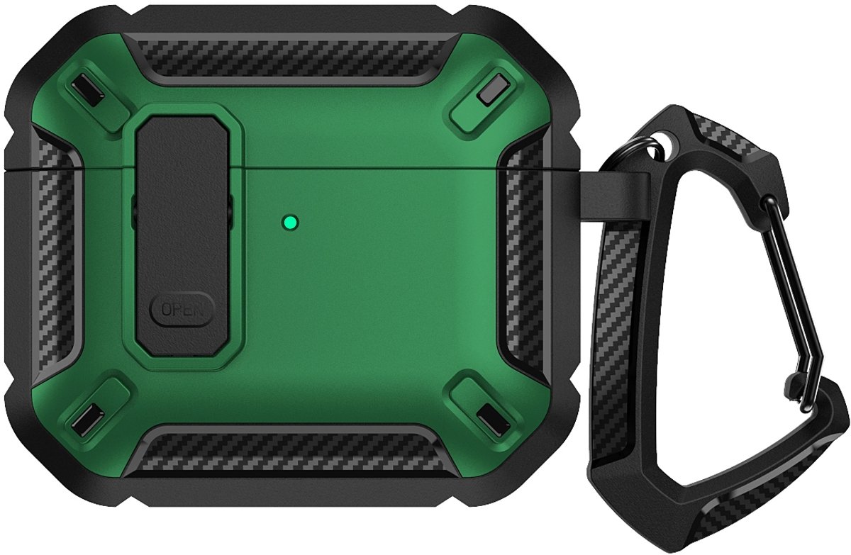 Mobigear Hoesje geschikt voor Apple AirPods 4 Hardcase Hoesje | Mobigear Armor Clip - Groen