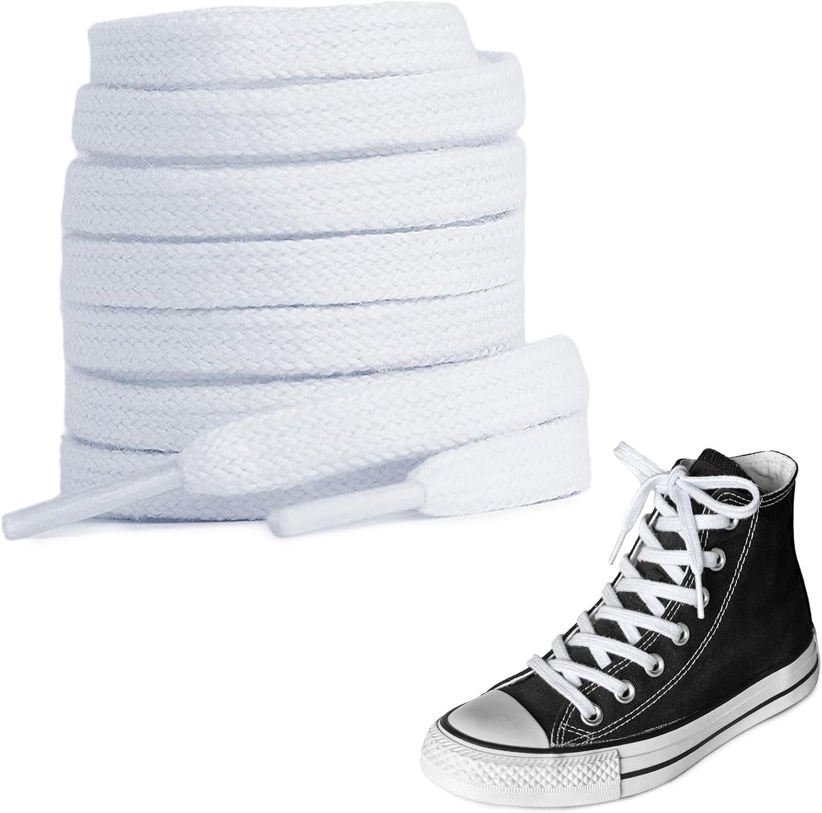 8mm Brede Platte Veters voor Converse Hoge Top, Kwaliteit Katoenen Lange Veters voor Sneakers en Sportschoenen