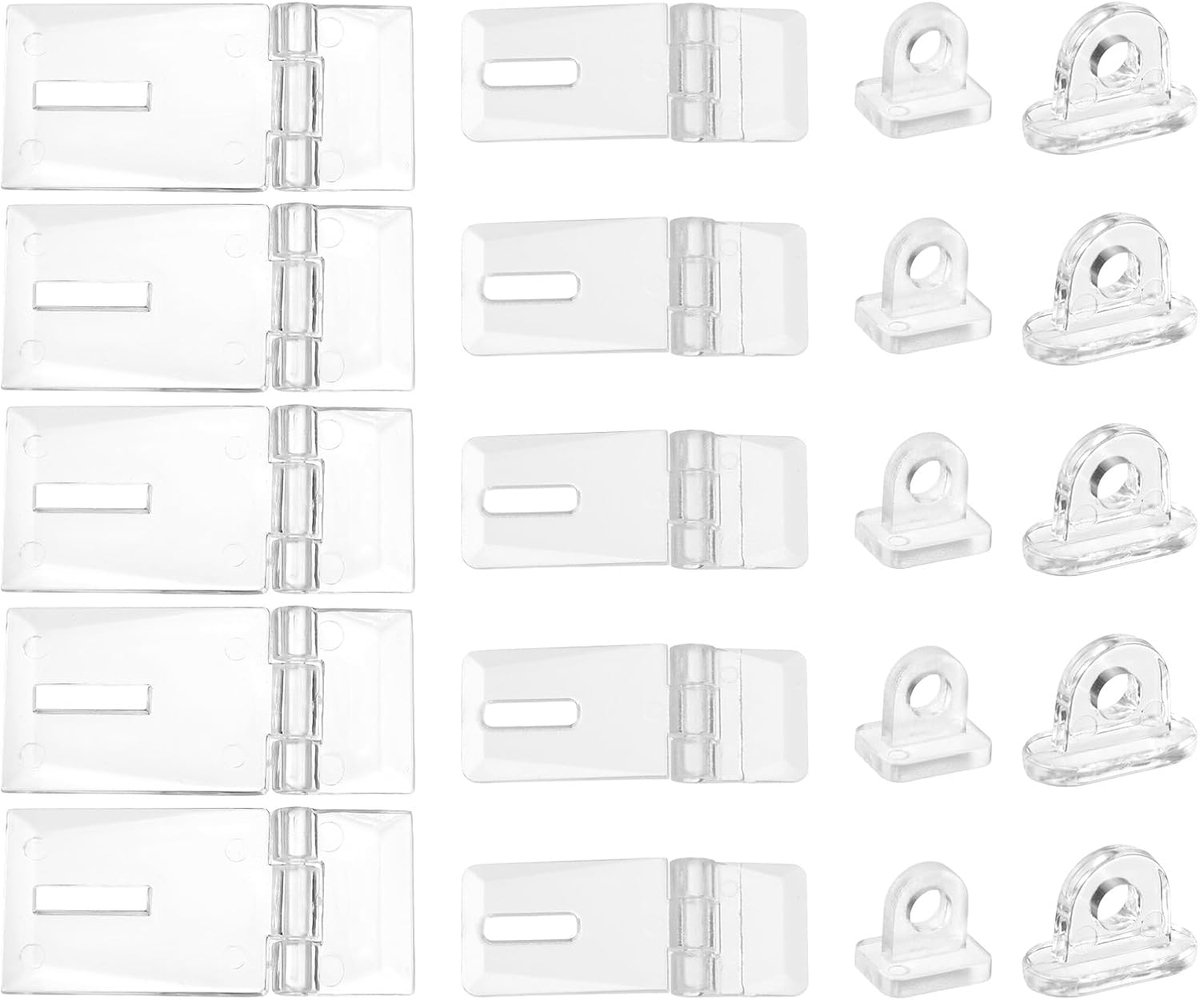 Set van 5 transparante acrylgrendels met gesp, 55 x 25 mm, transparante kristallen vergrendeling, vouwgrendel voor kasten, laden, aquaria, mini-kasten, accessoires juwelenkist