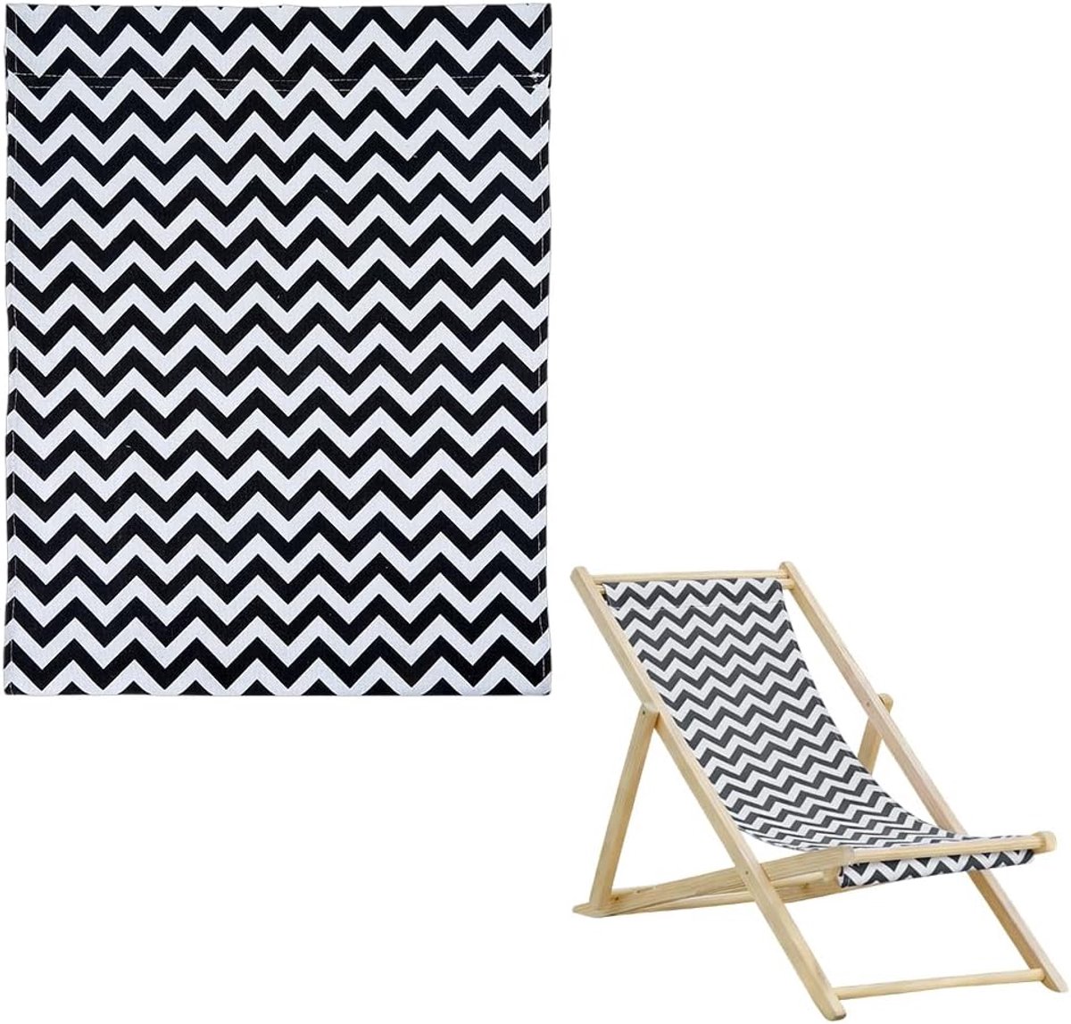 doek voor strandstoel, 116 cm x 42 cm, eenvoudige slingerstoelen, vervangende stof, zwarte golf, strepen, loungestoel, canvas voor zonnebaden, tuin, binnenplaats, strand