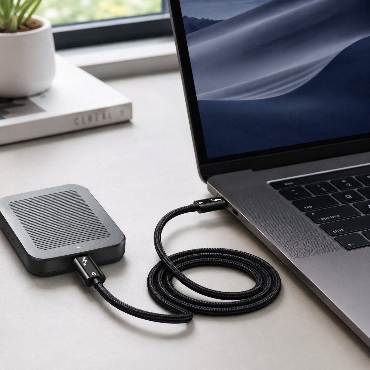 Powteq Thunderbolt 4 Kabel 1 meter - USB-C naar USB-C - 40 Gbps - 100W - Zwart