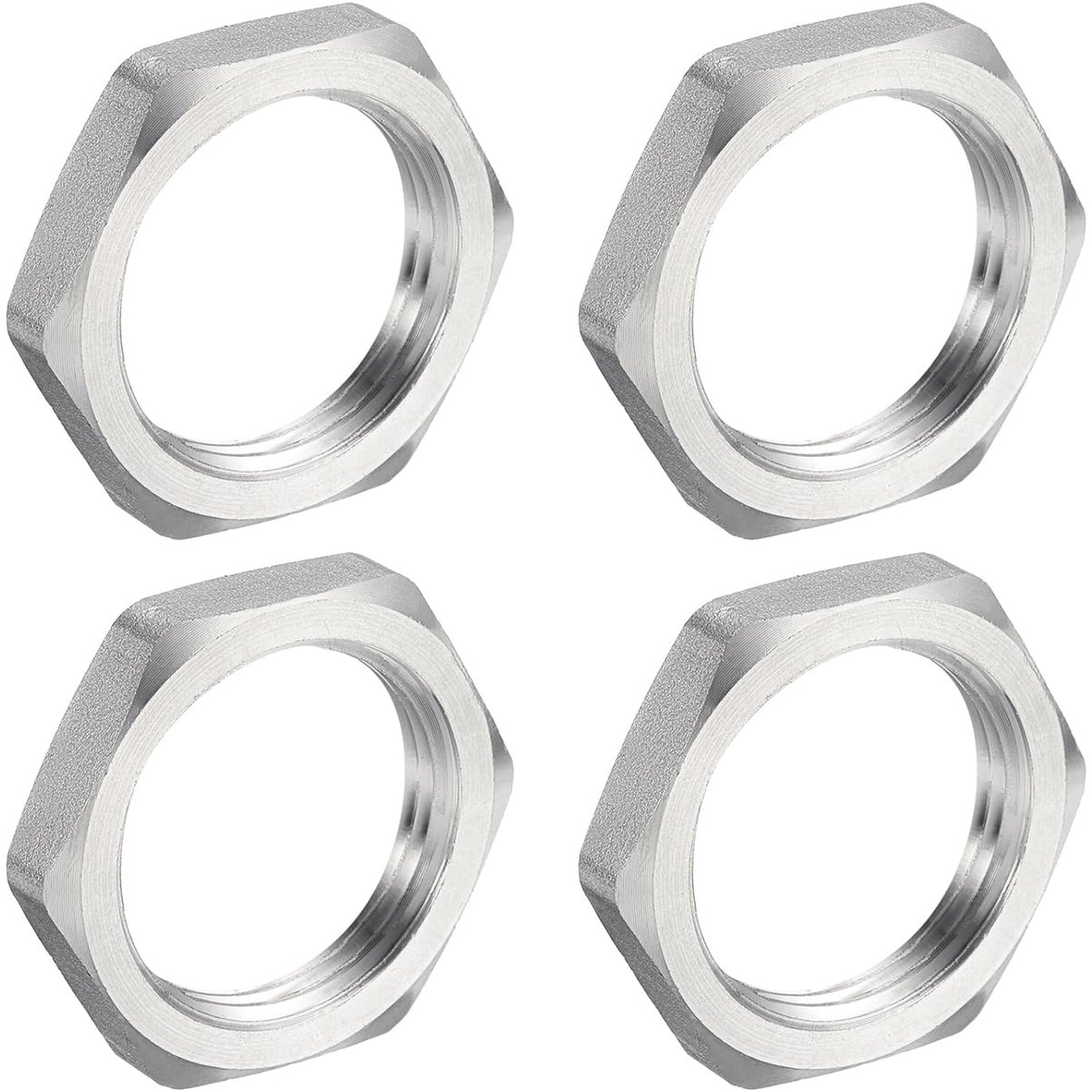 4 stuks gietijzeren buisschroefverbinding zeskantmoer, 304 roestvrij stalen zeskantmoer PT 1 inch binnendraad voor de installaties van installaties en bodemreinigers, 41 x 7,5 mm (ØxD)