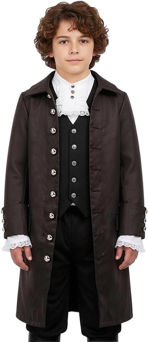 Victoriaanse steampunk middeleeuwse gothic frack jas voor jongens koloniale historische jas voor kinderen
