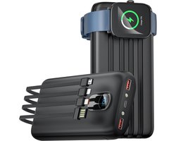 Sounix Powerbank 30.000 mAh - 22.5W Snellader - Ingebouwde kabels - Smartwatch-oplader - USB-A/USB-C/Micro-USB/Lightning - Universeel