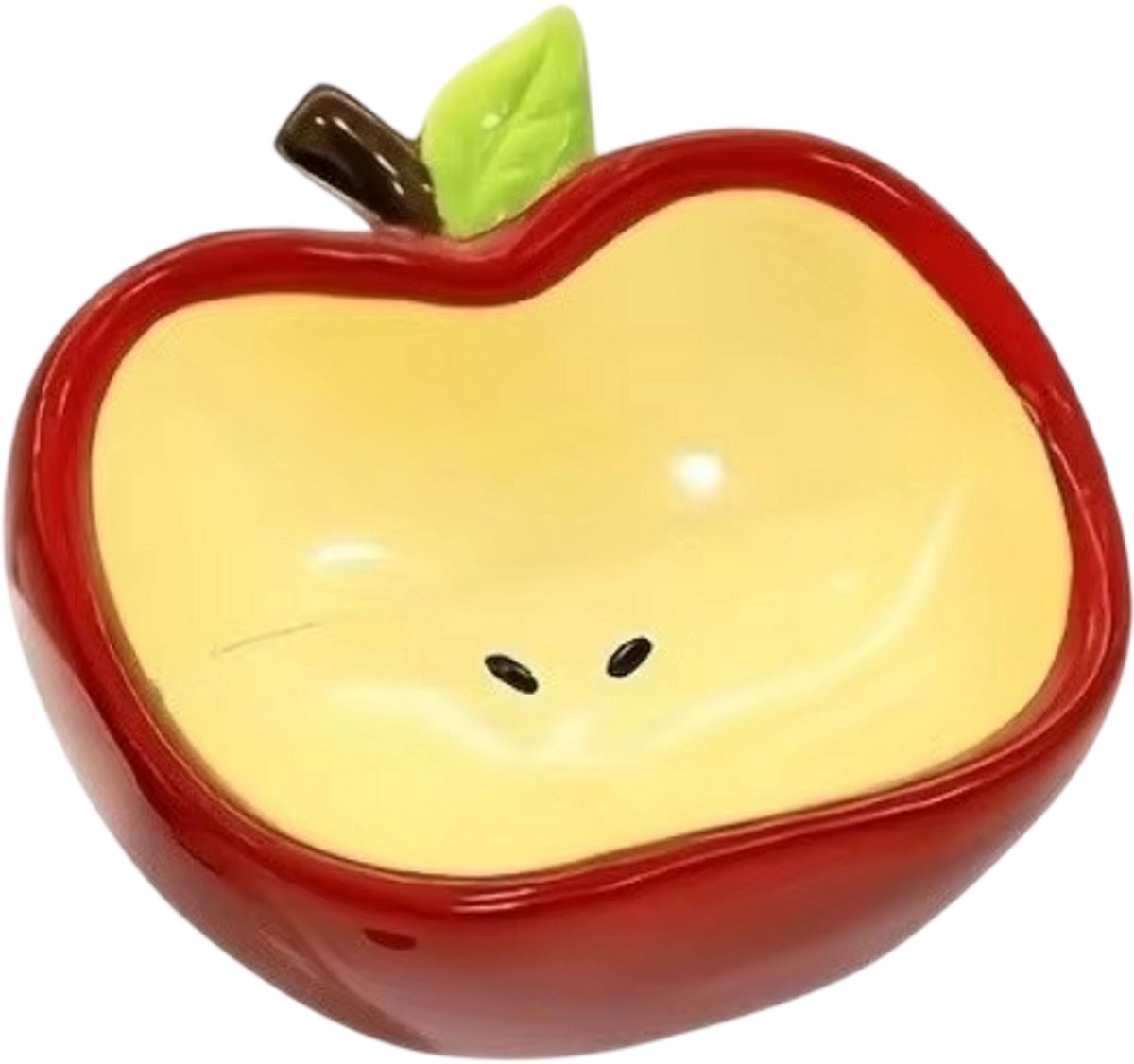 Appel Zeepbakje Badkamer – Keramische Zeephouder met Afvoer, Fruit Design Zeep Schotel, Zeepbakje voor Wastafel en Aanrecht, Badkamer Organizer Accessoire Decoratie