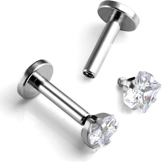 lip chirurgisch staal tragus helix kraakbeen oor piercing zilver 4 stuks — afbeelding 3