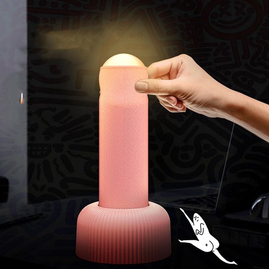 Creatief, handgetrokken, grappig nachtlampje - USB oplaadbaar - Sfeerverlichting naast het bed - Slaaplampje - Leuk bureauornament - Verjaardagscadeau - 1200mAh - Roze — afbeelding 3