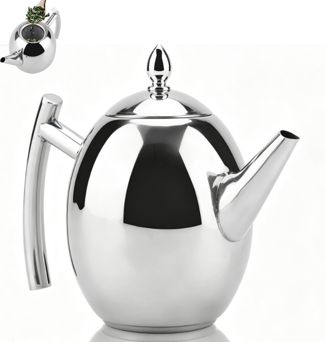 stalen theepot met Infuser, Verwijderbare Theezeef voor Losse Blad (1500ML)