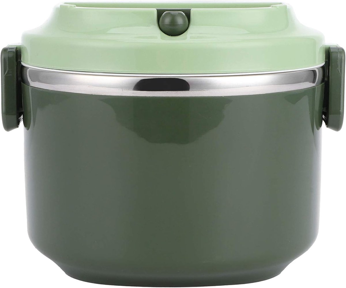Thermos voor warm eten, lunchbox, voedselcontainer, 304 roestvrijstalen lekvrije ronde isolatie Bento-box voor werk, uitsparing, sport, kamperen, picknicks en reizen(enkele laag groen)