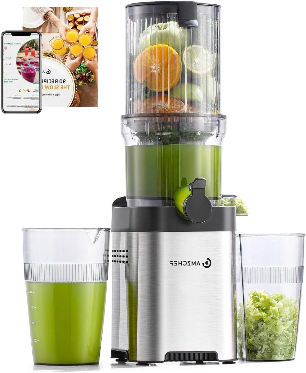 Slow Juicer - Koude Pers Juicer - Gezond Sap Maken - 120mm Brede Opening - 1.8 Liter - Zilver