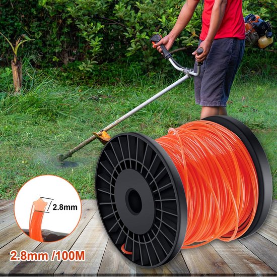 Trimmer Draad - Maaidraad Nylon - Onkruid Verwijderen - 5-Zijdig Geslepen - 2.8mm x 100m - Rood — afbeelding 4