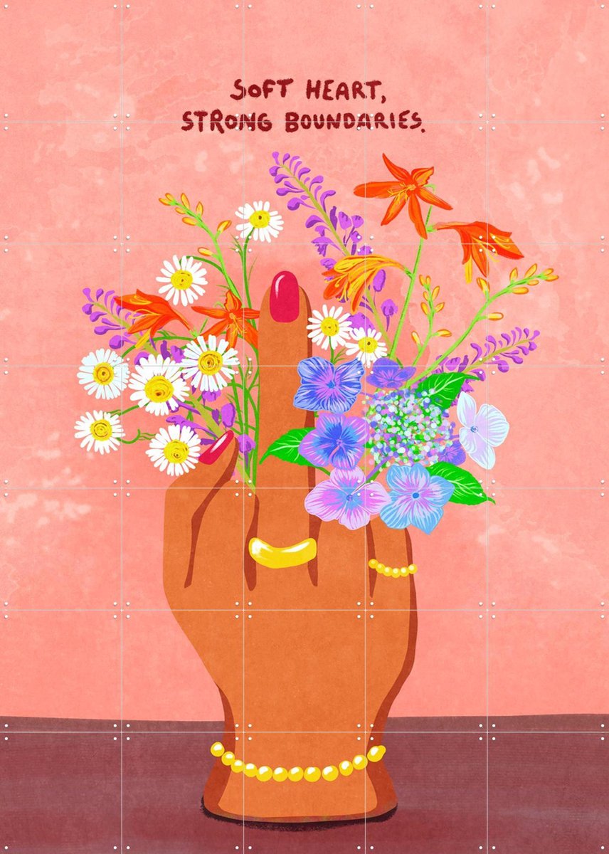IXXI Soft Heart Strong Boundaries, Raissa Oltmanns - 100 x 140 cm - Gratis ophangtool - Grote wanddecoratie en posters - Modern, Kleurrijk, Digitale