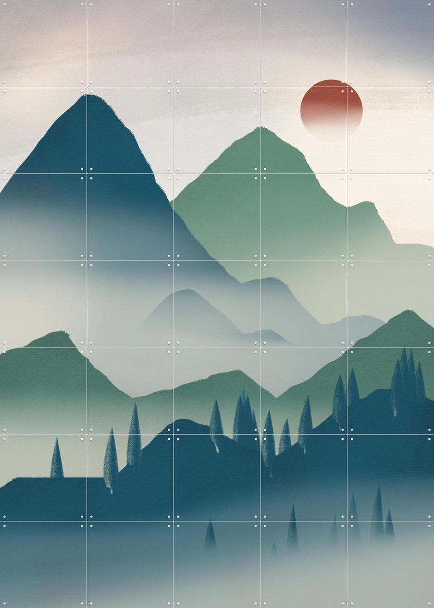 IXXI Mystic Mountain Rise, Little Dean & Various - 100 x 140 cm - Gratis ophangtool - Grote wanddecoratie en posters - Abstract, Digitale Kunst