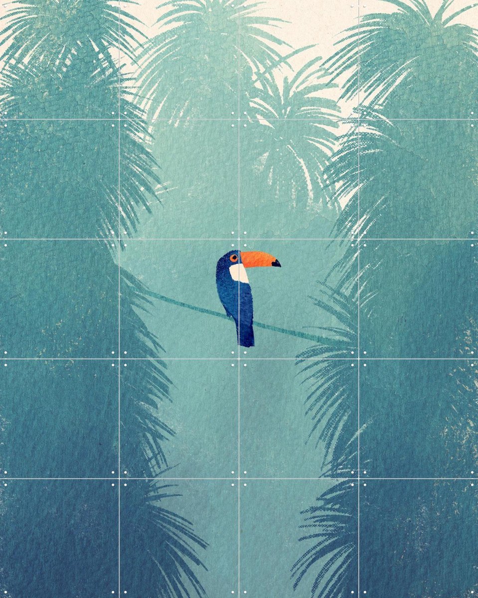 IXXI Toucan, Henry Rivers - 80 x 100 cm - Gratis ophangtool - Grote wanddecoratie en posters - Speels, Kleurrijk, Illustraties, Aquarel, Slaapkamer