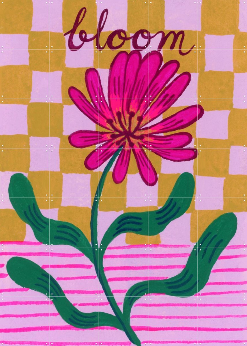 IXXI Bloom, Kirsten Blom Art & Illustration - 100 x 140 cm - Gratis ophangtool - Grote wanddecoratie en posters - Kleurrijk, Speels, Strepen