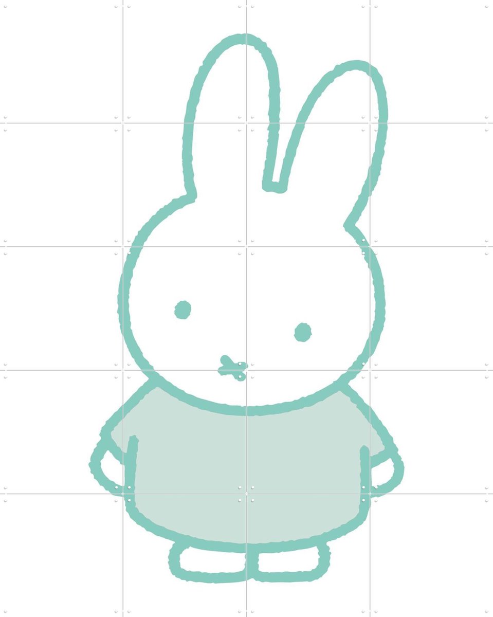IXXI Nijntje Mint Groen, Nijntje - 80 x 100 cm - Gratis ophangtool - Grote wanddecoratie en posters - Illustraties, Cartoonesk, Babykamer, Nijntje