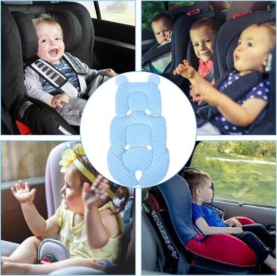 Autostoelverkleiner voor baby's met hoofdsteun, zacht kussen, voor wieg, kinderwagen en autostoel, ademend en wasbaar, blauw — afbeelding 5