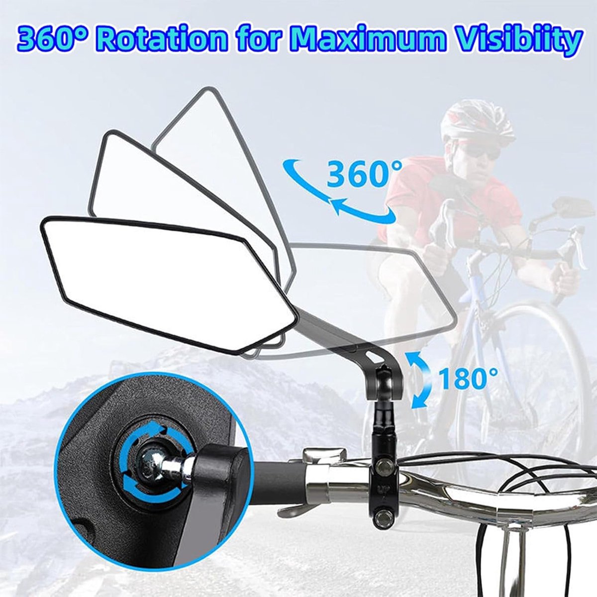KZQ 2 Stuks Fietsspiegels 360 Graden Verstelbaar Universeel Met Krasbestendige Glaslens Voor E-Bike En Fiets
