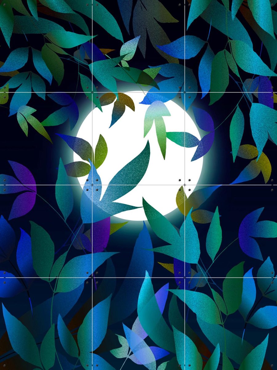 IXXI Moonlight In Teal, Angelo Cerantola - 60 x 80 cm - Gratis ophangtool - Grote wanddecoratie en posters - Abstract, Illustraties, Geometrische
