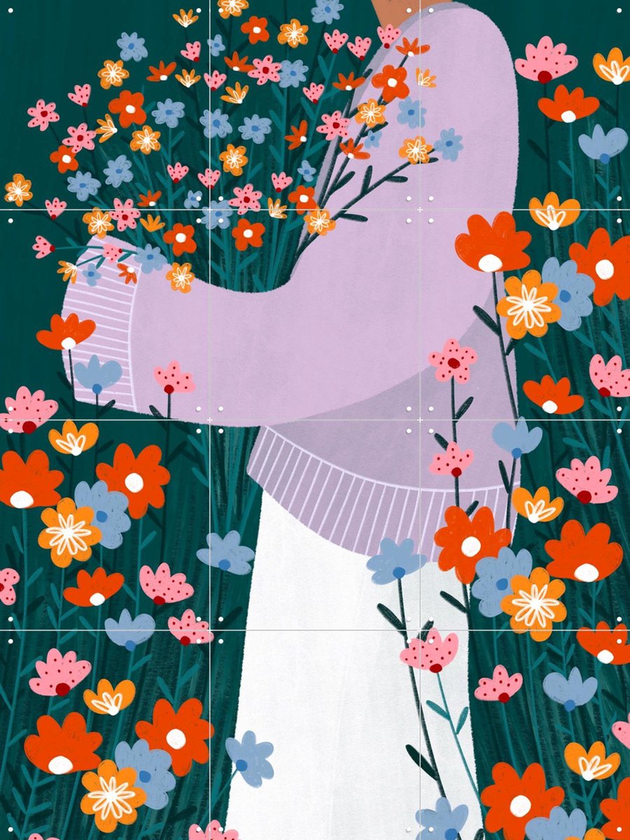 IXXI Wildflower Garden, Bea Müller & Various - 60 x 80 cm - Gratis ophangtool - Grote wanddecoratie en posters - Modern, Digitale Kunst, Kleurrijk