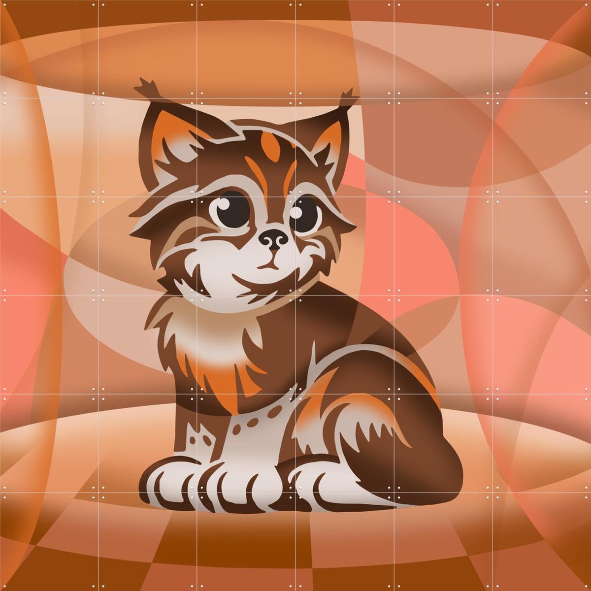 IXXI Baby Lynx, Alejandro B. Canoy - 120 x 120 cm - Gratis ophangtool - Grote wanddecoratie en posters - Illustraties, Modern, Cartoonesk, Speels