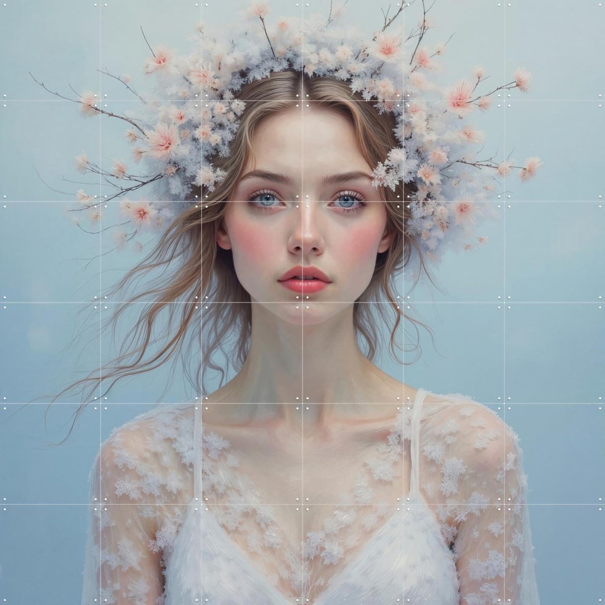 IXXI Daughter of Snowfall, IXXI Studio - 120 x 120 cm - Gratis ophangtool - Grote wanddecoratie en posters - Surrealisme, Fantasierijk, Woonkamer