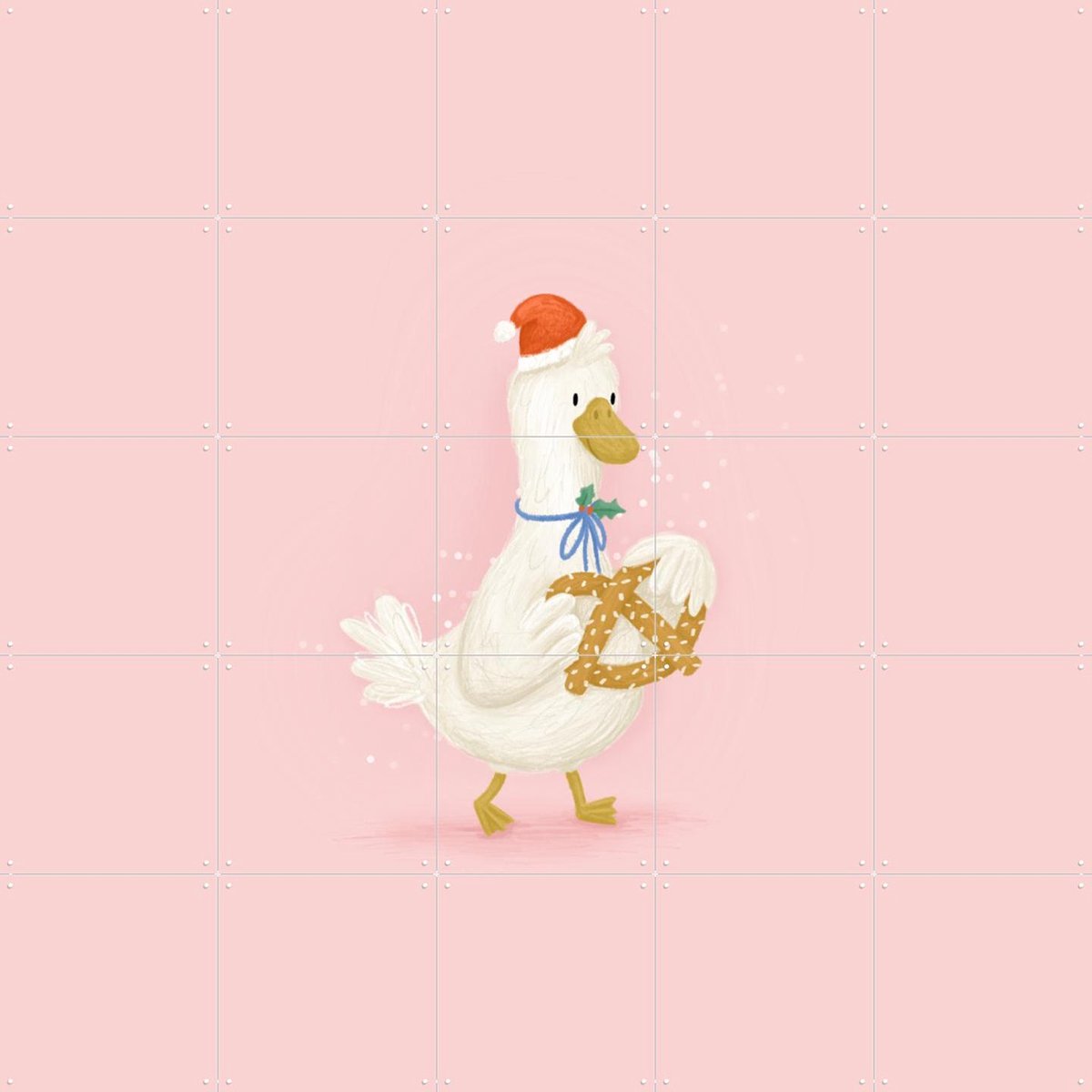 IXXI Pretzel Duck, Studio Phie - 100 x 100 cm - Gratis ophangtool - Grote wanddecoratie en posters - Cartoonesk, Speels, Illustraties, Fantasierijk