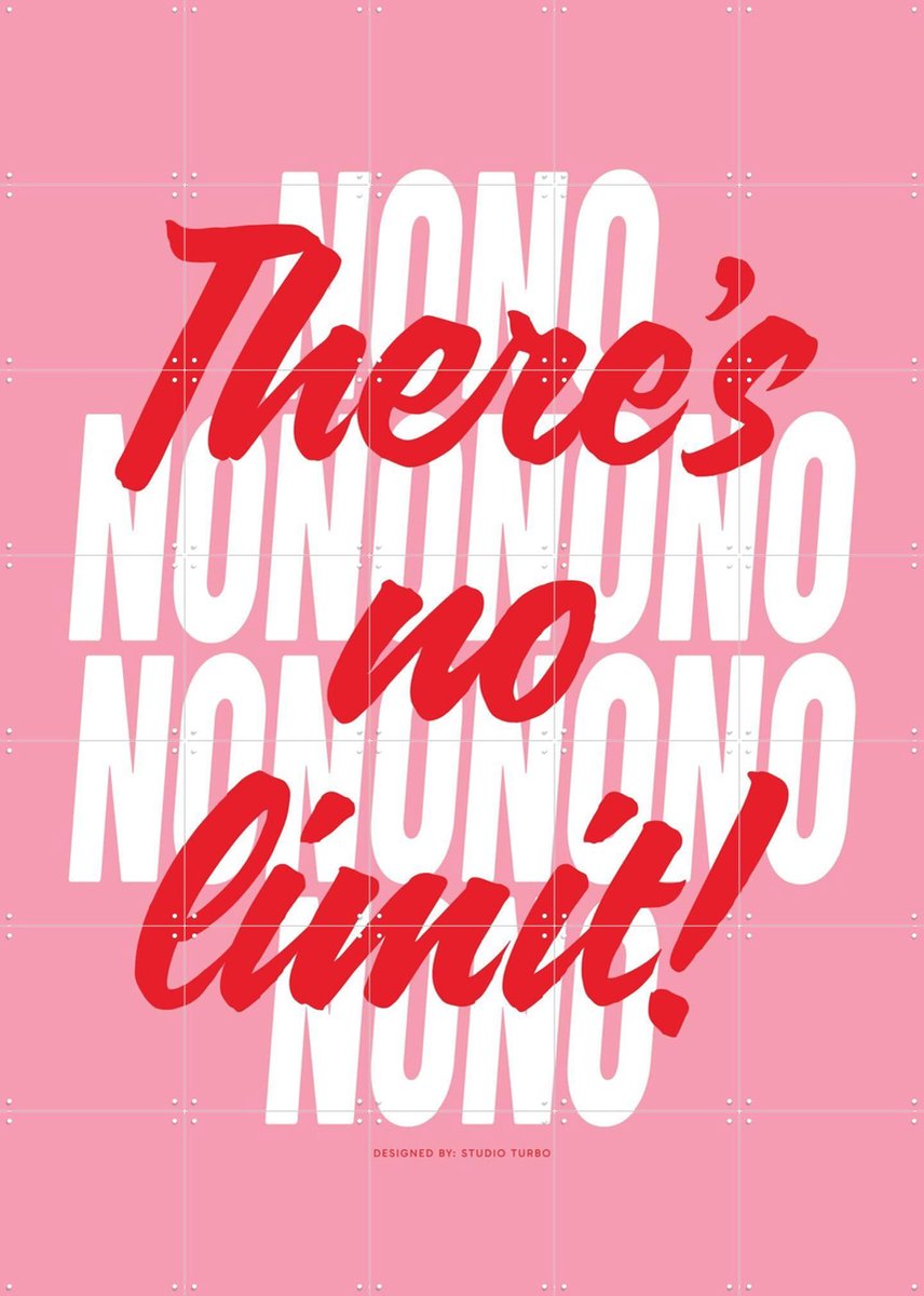 IXXI Nononono, Studio Turbo - 100 x 140 cm - Gratis ophangtool - Grote wanddecoratie en posters - Typografie, Grafisch Ontwerp, Speels, Woonkamer