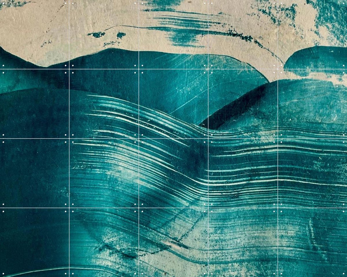 IXXI Big Blue Wave, RAR Kramer - 100 x 80 cm - Gratis ophangtool - Grote wanddecoratie en posters - Kwaststreken, Olieverf, Art Deco, Abstract