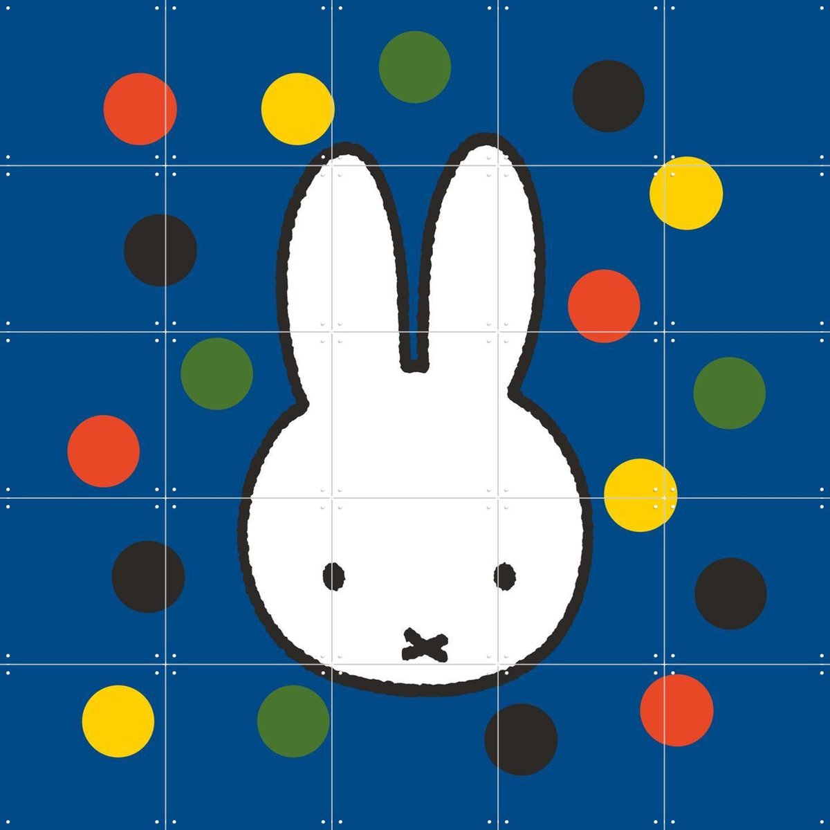 IXXI Nijntje Confetti - Blue, Nijntje - 100 x 100 cm - Gratis ophangtool - Grote wanddecoratie en posters - Retro, Illustraties, Digitale Kunst