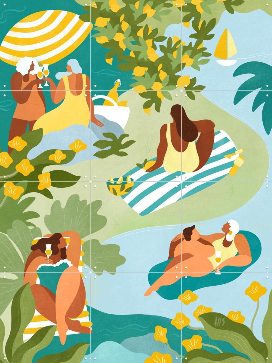 IXXI Seaside, Maggie Stephenson - 60 x 80 cm - Gratis ophangtool - Grote wanddecoratie en posters - Speels, Fantasierijk, Retro, Illustraties