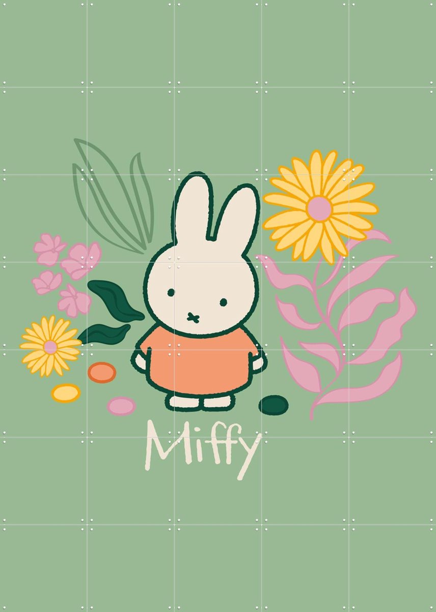 IXXI Nijntje Natuur, Nijntje - 100 x 140 cm - Gratis ophangtool - Grote wanddecoratie en posters - Kleurrijk, Speels, Kinderkamer, Nijntje, Kinderen