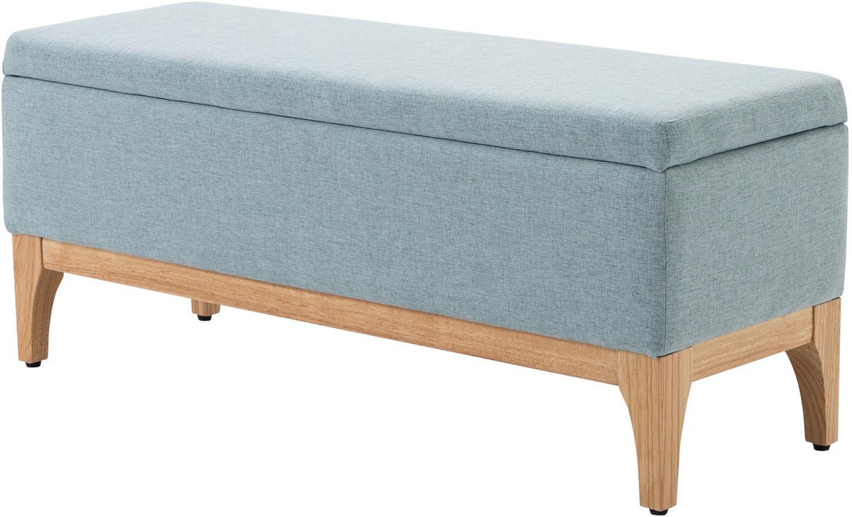 Opbergbank, opbergkist met afneembaar deksel, Scandinavische stijl, linnen stof, 110 x 39 x 45 cm, lichtgroen