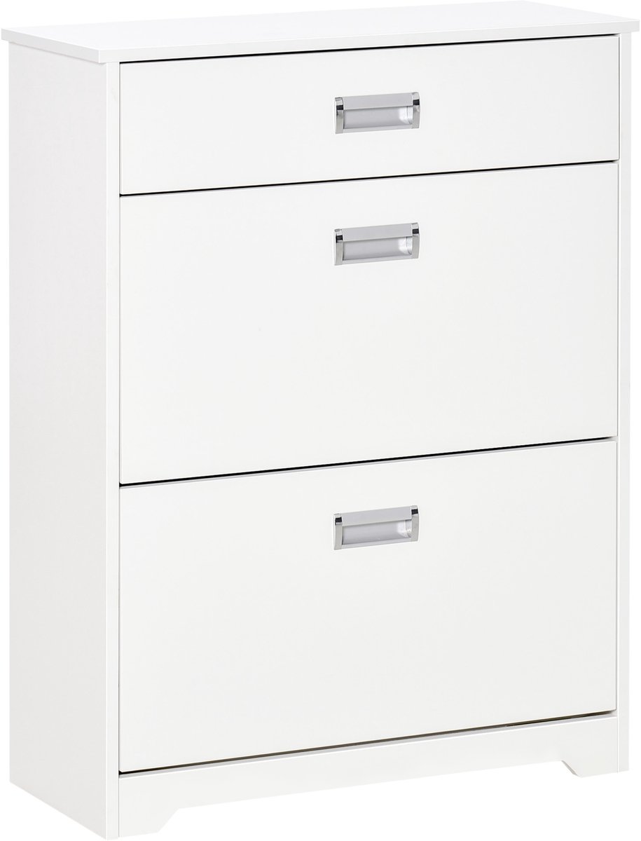 HOMCOM neerklapbare schoenenkast - Spaanplaat - 70x29x92cm - Wit