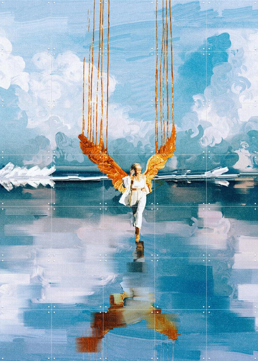 IXXI Angelwings, Vineet Suresh - 100 x 140 cm - Gratis ophangtool - Grote wanddecoratie en posters - Kleurrijk, Surrealisme, Modern, Geometrische