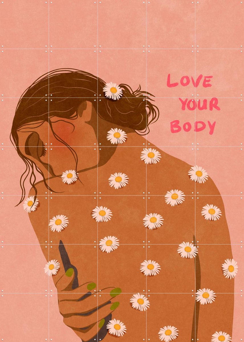 IXXI Love Your Body, Raissa Oltmanns - 100 x 140 cm - Gratis ophangtool - Grote wanddecoratie en posters - Fantasierijk, Cartoonesk, Digitale Kunst