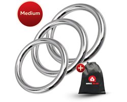 Quick Relief Steel Armor™ Cockring Set Medium - Set van 3 Metalen Cockringen - 42,5 mm , 45 mm, 47,5 mm