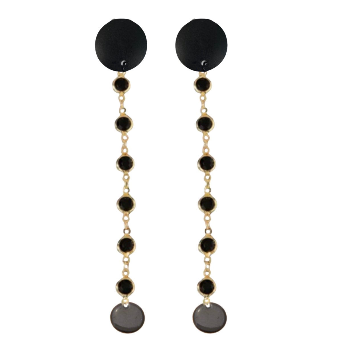Clip oorbellen -zwart- goudkleurig -Ofelia-lang- geen gaatje-Charme Bijoux
