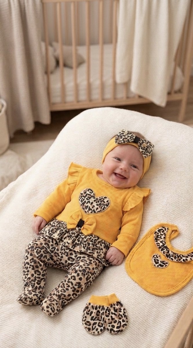 Leopard - 5-delige Newborn Baby Kleding Set meisjes - Newborn kleding set - Newborn set - Babykleding - Babyshower cadeau - Kraamcadeau