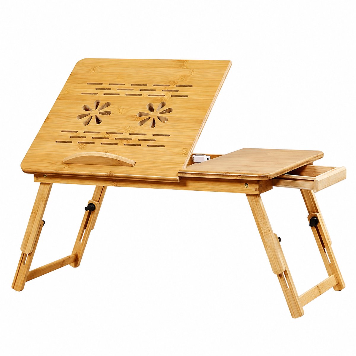 Sello! bedtafel – banktafel – laptopbureau – opvouwbaar – verstelbaar – laptop – tablet – boek – ontbijt – 50 x 30 cm – bamboe