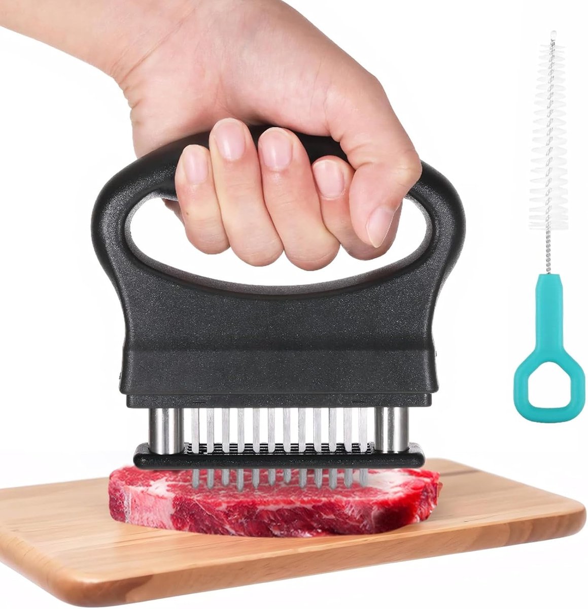 Vleesmaker, met 48 messen, steaker voor vlees, roestvrij staal, antislip, vaatwasmachinebestendig, voor steak, kip, varkensvlees, runderborst