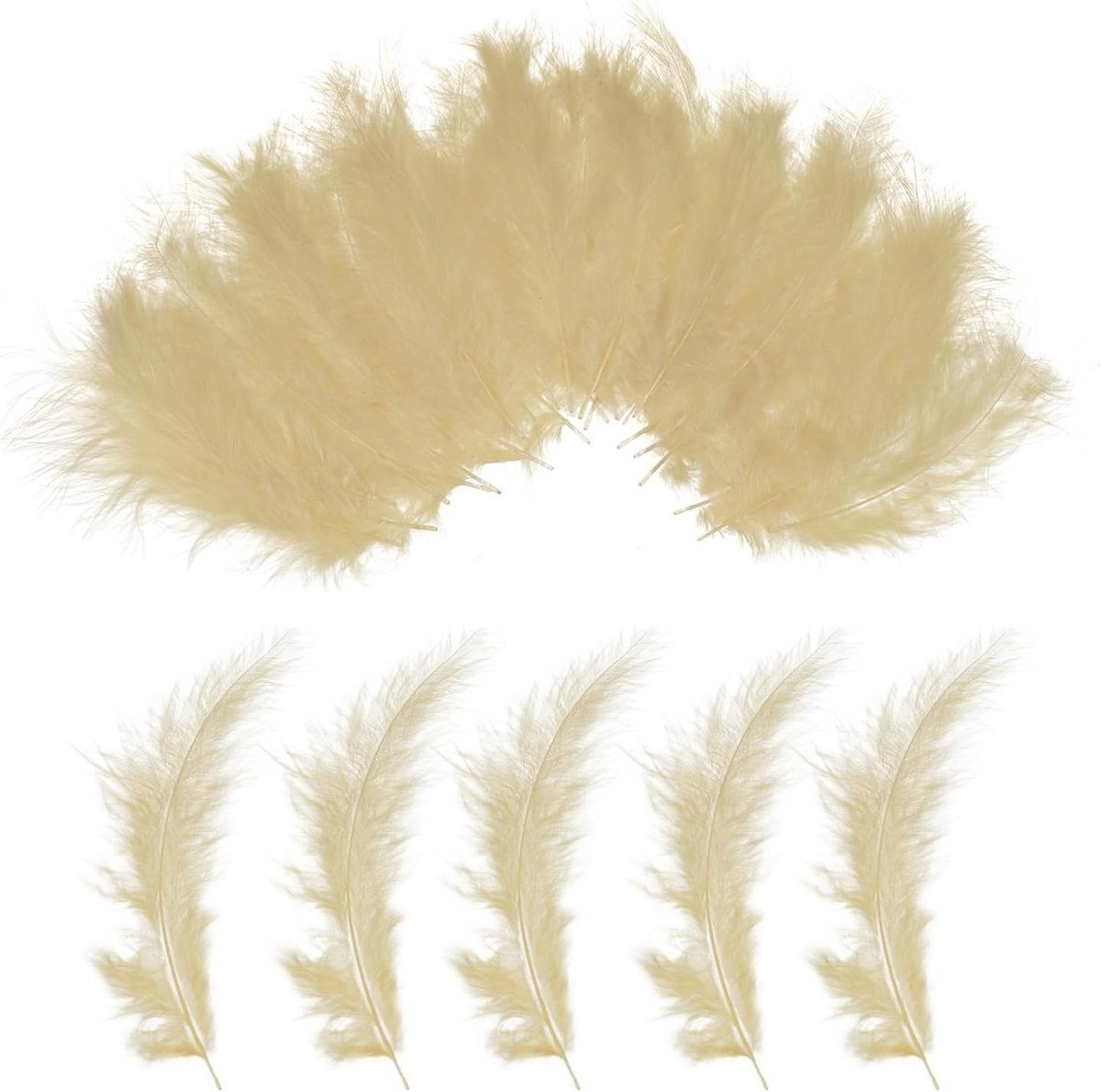 Set van 100 pluizige kalkoenmaraboe-veren, 10-15 cm kaki natuurlijke kalkoenveren voor het maken van dromenvanger franjes trim vliegbinden feestdecoraties