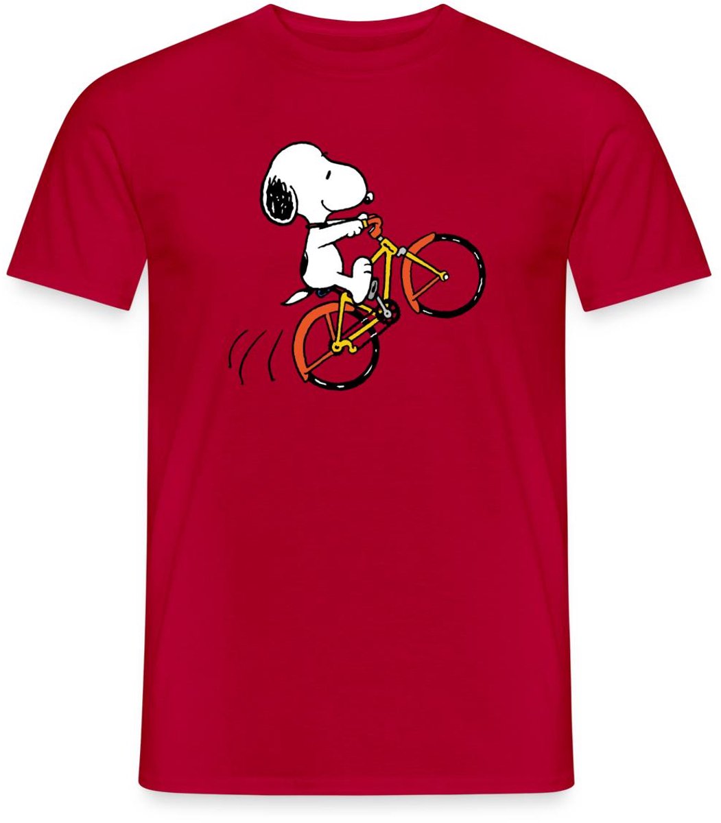 Peanuts Snoopy Met Fiets T-Shirt Heren