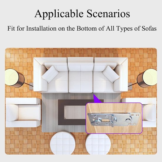 sofa connector bank gezamenlijke clips in elkaar grijpende krokodillenklemmen bodembevestigingen met schroeven voor modulaire bank meubels (2 stuks) — afbeelding 4