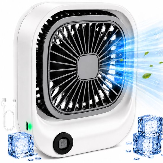 Draagbare Bureauventilator - Lichtgewicht USB-C Ventilator - Handventilator Oplaadbaar - Mini Tafel Ventilator - 3 Standen - Mini Desk Fan - Compacte Kleine Oplaadbare Ventilator - voor Auto, Kantoor & Onderweg - Handwaaier - Wit - Silvergear