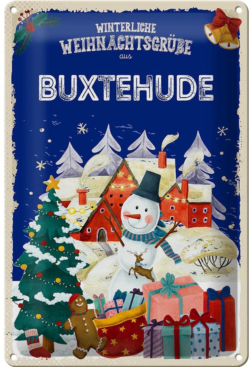 Blechschild Weihnachtsgrüße BUXTEHUDE 20x30cm