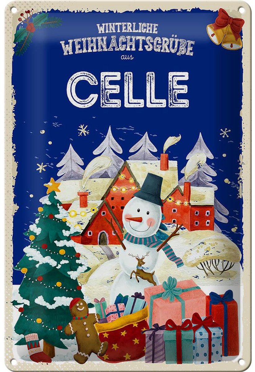 Blechschild Weihnachtsgrüße CELLE Fest 20x30cm
